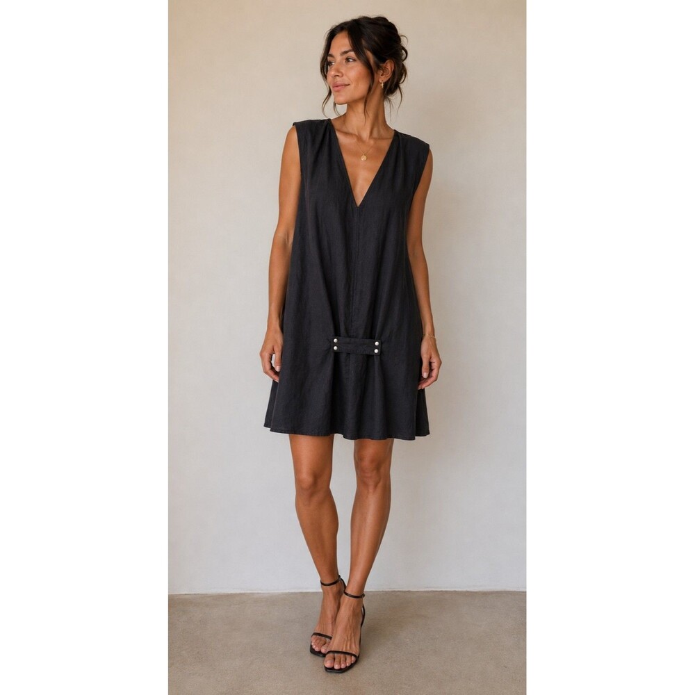 NWTs Free People Medium Navy/Gray Asymmetrical Belted Sleeveless Mini Slip Dress